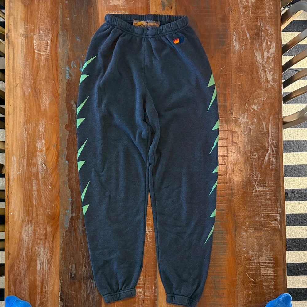 Aviator Nation Women’s Joggers with Green Lightning Bolt Accents- XS